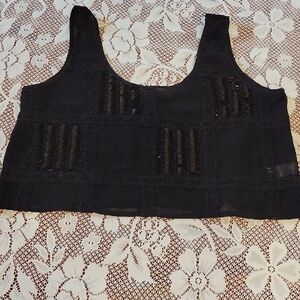 Miss Me Black Sequin Embellished Crop Top